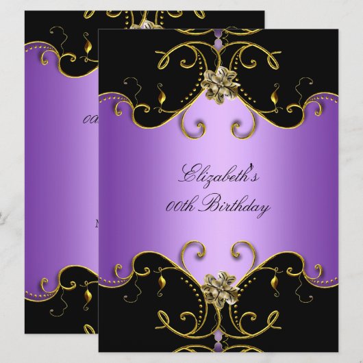 Elegant Paars Lila zwart goud Kaart (Voorkant / Achterkant)