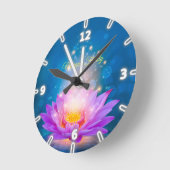 Elegant Paars Lotus Lake Blue Ronde Klok (Hoek)