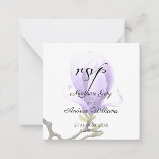 Elegant Paars Magnolia Wedding RSVP Notitiekaartje