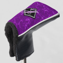 Elegant Paars Marble Black Diamond Monogram Golfheadcover