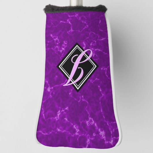 Elegant Paars Marble Black Diamond Monogram Golfheadcover (Draai 90)