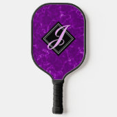 Elegant Paars Marble Black Diamond Monogram Pickleball Paddle (Achterkant)