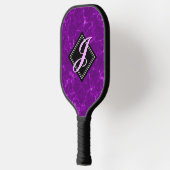 Elegant Paars Marble Black Diamond Monogram Pickleball Paddle (Links)