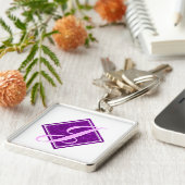 Elegant Paars Marble Diamond Initiaal Script Sleutelhanger (Zijkant)