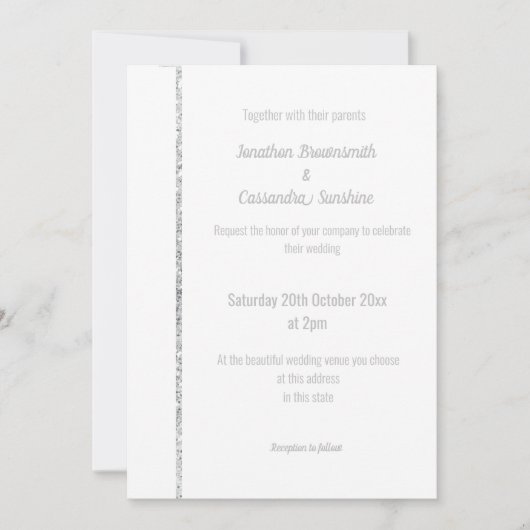 ELEGANT PAARS MARBLE SILVER WEDING KAART (Voorkant)