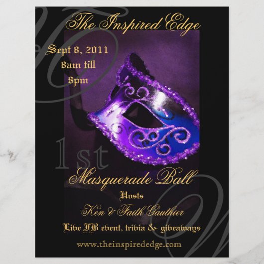 Elegant Paars Masquerade Ball Party Event Flyer (Voorkant)