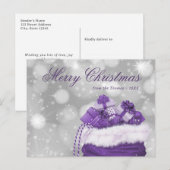 Elegant Paars Merry Kerstfeestdag Briefkaart (Voorkant / Achterkant)