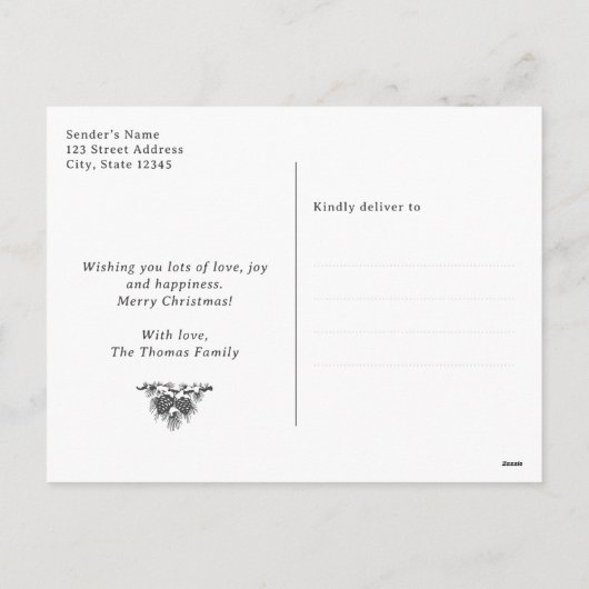 Elegant Paars Merry Kerstfeestdag Briefkaart (Achterkant)