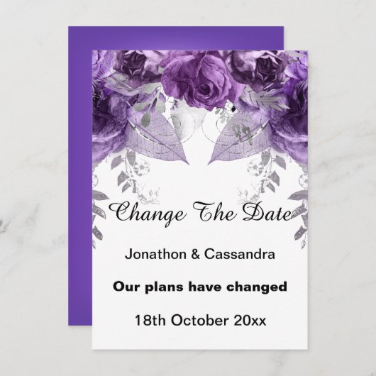 ELEGANT PAARS METALLIC FLORAL VERANDERING DATUM (Voorkant / Achterkant)