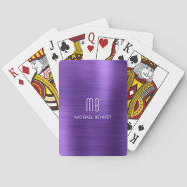 Elegant Paars Metallic Monogram Pokerkaarten