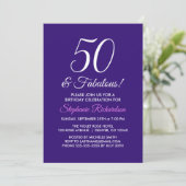 Elegant Paars minimalist 50 en Fabulous Birthday Kaart (Staand voorkant)