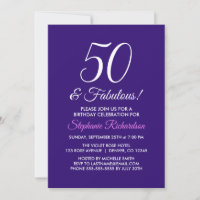 Elegant Paars minimalist 50 en Fabulous Birthday