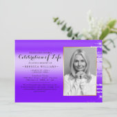 Elegant Paars Modern Foto Viering van het leven Kaart (Staand voorkant)