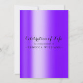 Elegant Paars Modern Foto Viering van het leven Kaart (Achterkant)