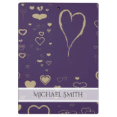 Elegant Paars modern hartpatroon Klembord (Achterkant)