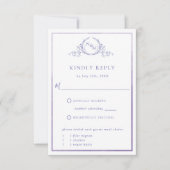 Elegant Paars monogram en Waterverf RSVP (Voorkant)