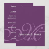 Elegant Paars monogram Names Weddenschap Uitnodigi Kaart (Voorkant / Achterkant)