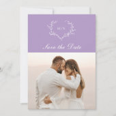 Elegant Paars Monogram Opslaan Datum Foto Kaart (Voorkant)