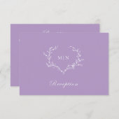 Elegant Paars Monogram Reception Weddenschap Informatiekaartje (Voorkant / Achterkant)