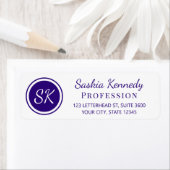 Elegant Paars Monogram Retouradres Etiket (Insitu)