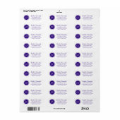 Elegant Paars Monogram Retouradres Etiket (Full Sheet)