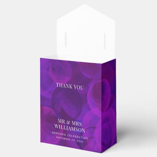 Elegant Paars Monogram Weddenschap Bedankdoosjes (Geopend)