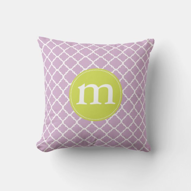 Elegant Paars Moroccan Quatrefoil gepersonaliseerd Kussen (Voorkant)