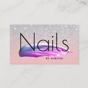 Elegant paars nagellak zilverglitter visitekaartje