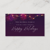 Elegant Paars Neon Holly Persoonlijke Kerstmis Informatiekaartje (Achterkant)