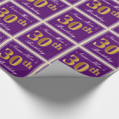 Elegant, Paars, Nep Goud 30e Verjaardag + Naam Cadeaupapier (Hoek)