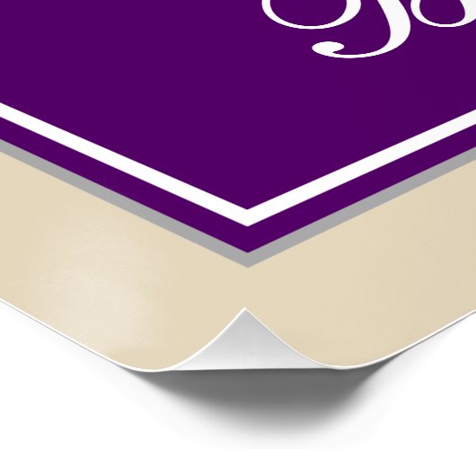 Elegant, Paars, Nep Goud 70e Verjaardag + Naam Perfect Poster (Hoek)