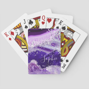 Elegant Paars Nep Holo Glitter Agiet Pokerkaarten