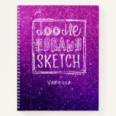 .Elegant Paars Ombre Glitter Sketchbook Notitieboek (Voorkant)