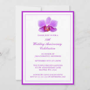 Elegant Paars Orchid 50th Wedding Jubileum Kaart