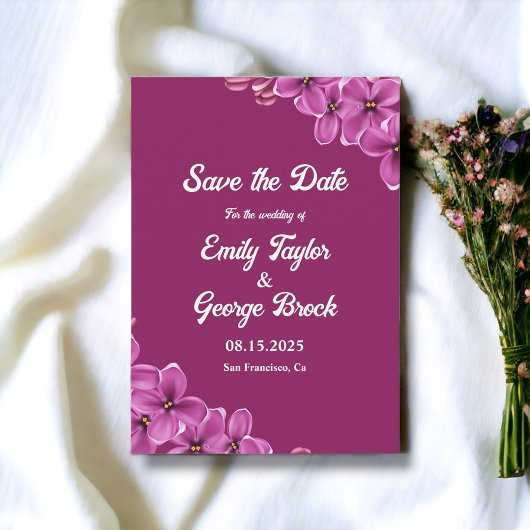 Elegant Paars Orchid Flower Boho Floral Wedding Save The Date