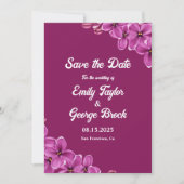 Elegant Paars Orchid Flower Boho Floral Wedding Save The Date (Voorkant)