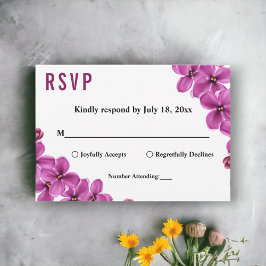 Elegant Paars Orchid Flower Summer Floral Wedding RSVP Kaartje