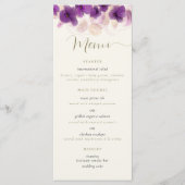 Elegant Paars Orchid God Calligrafie Chous Wedding Menu (Voorkant)
