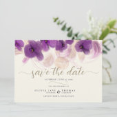 Elegant Paars Orchid Modern Boho Stylish Wedding Save The Date (Staand voorkant)