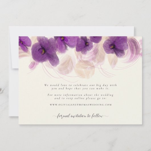 Elegant Paars Orchid Modern Boho Stylish Wedding Save The Date (Achterkant)