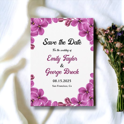Elegant Paars Orchid Rozen Summer Floral Wedding Save The Date