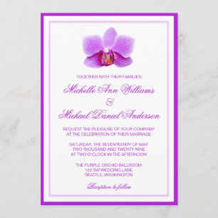Elegant Paars Orchid Wedding Invitations Kaart