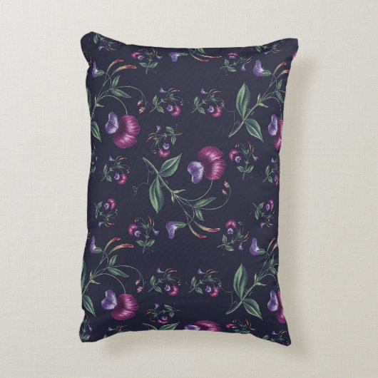 Elegant  Paars Orchids Floral Pattern | Accent Kussen (Achterkant (Verticaal))