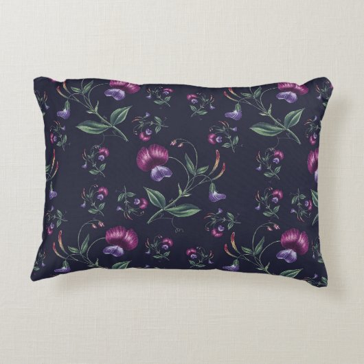 Elegant Paars Orchids Floral Pattern | Accent Kussen (Achterkant)