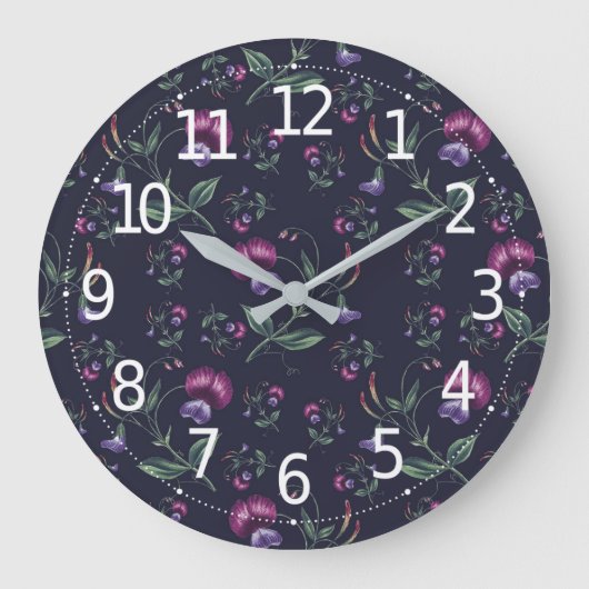 Elegant Paars Orchids Floral Pattern | Grote Klok (Voorkant)