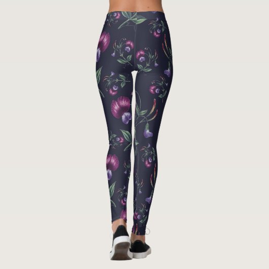 Elegant Paars Orchids Floral Pattern | Leggings (Achterkant)
