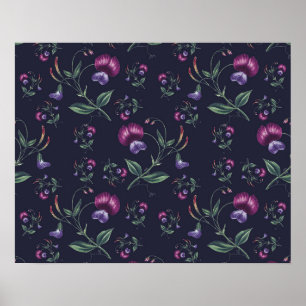 Elegant Paars Orchids Floral Pattern Poster