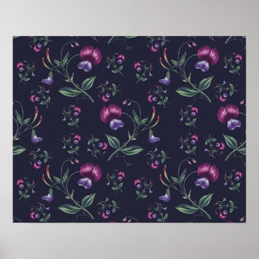 Elegant Paars Orchids Floral Pattern | Poster (Voorkant)