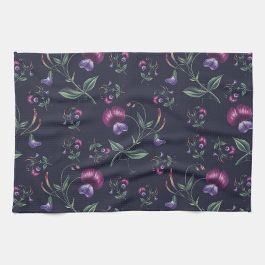 Elegant  Paars Orchids Floral Pattern | Theedoek (Horizontaal)
