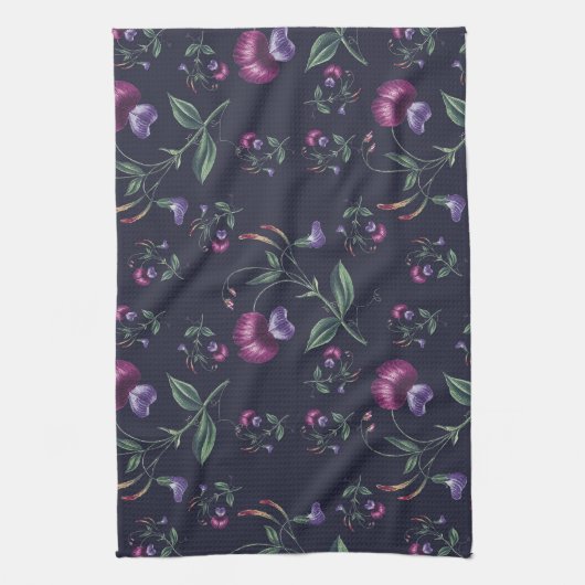 Elegant Paars Orchids Floral Pattern | Theedoek (Verticaal)